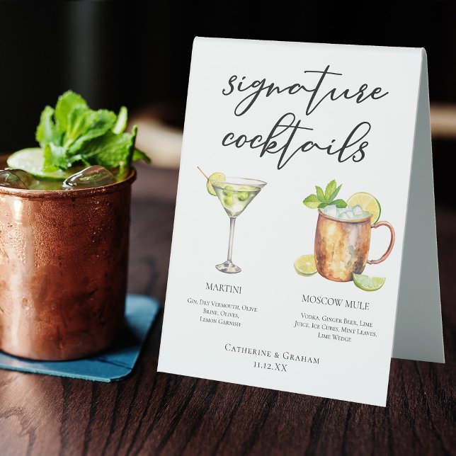 Martini Moscow Mule Signature Cocktails Menu Table Tent (Creator Uploaded)