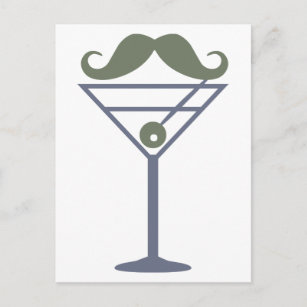 Martini Moustache custom postcard