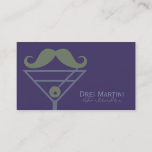 "Martini Mustache" Bartender custom business cards