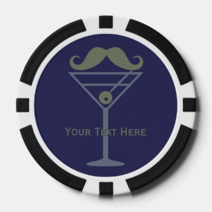 Martini Mustache custom poker chips