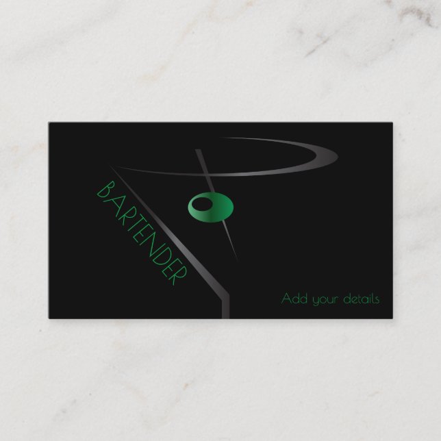 Martini Olive Cocktail Bartender Business Card (Front)