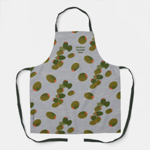 Martini Olives with glasses (customize name) Apron