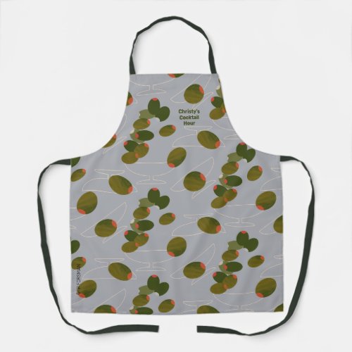Martini Olives with glasses customize name Apron