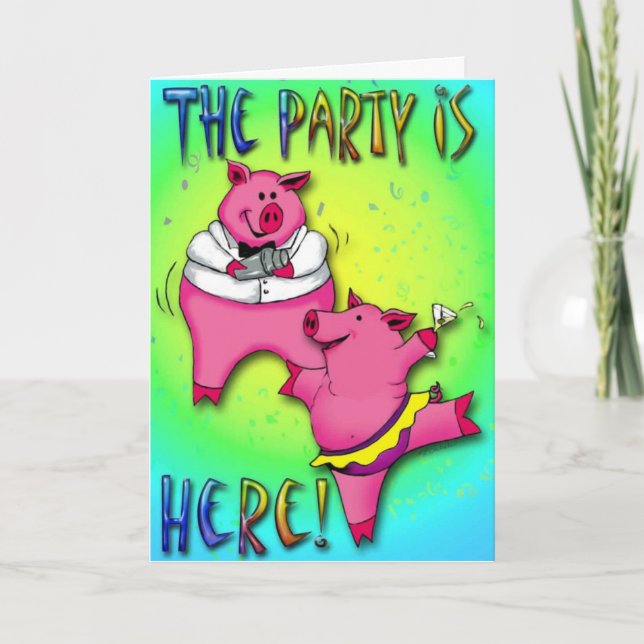 Martini Party Pigs Invitation (Front)
