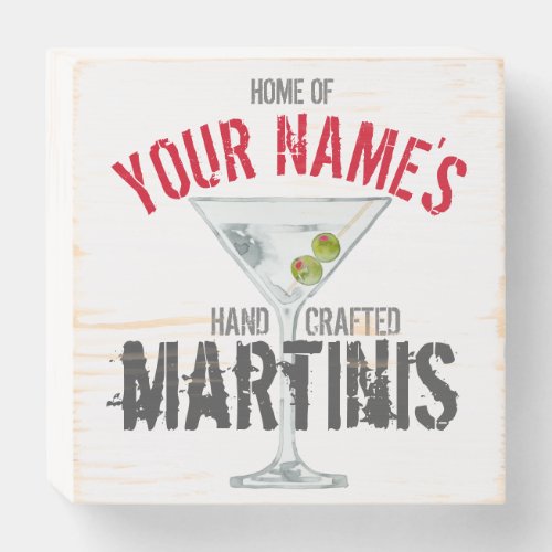 Martini Personalized Wooden Box Sign