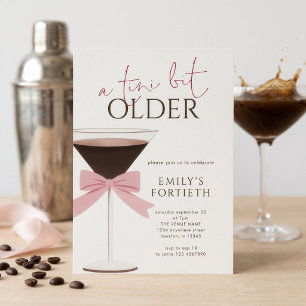 Martini Pink Bow Tini Bit Older Birthday Invitation