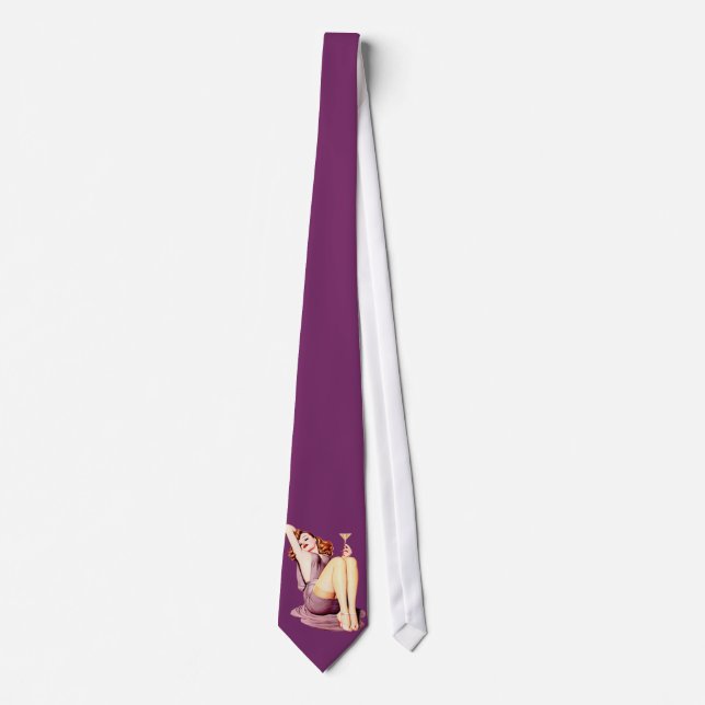 Martini Pinup Girl Necktie (Front)