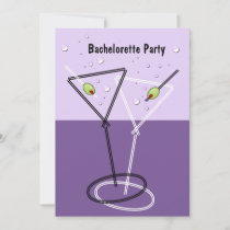 Martini Purple Bachelorette Party Invitations