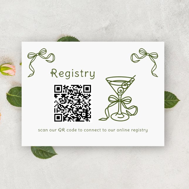 Martini QR code bridal shower registry  Enclosure Card (Creator Uploaded)