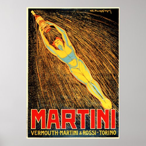 Martini  Rossi Vintage Italian Vermouth Liqueur Poster