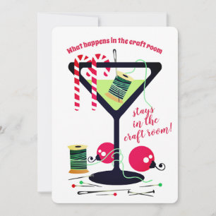 Martini sewing notions seamstress Christmas card