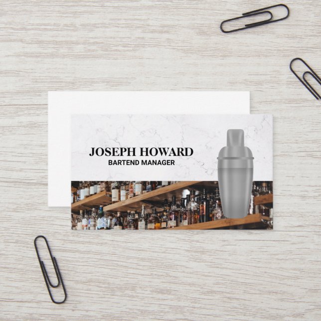 Martini Shaker | Bar Shelf Business Card (Front/Back In Situ)