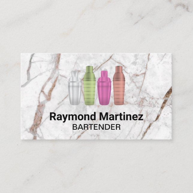 Martini Shaker Bottles | Metallic Colors Business Card (Front)