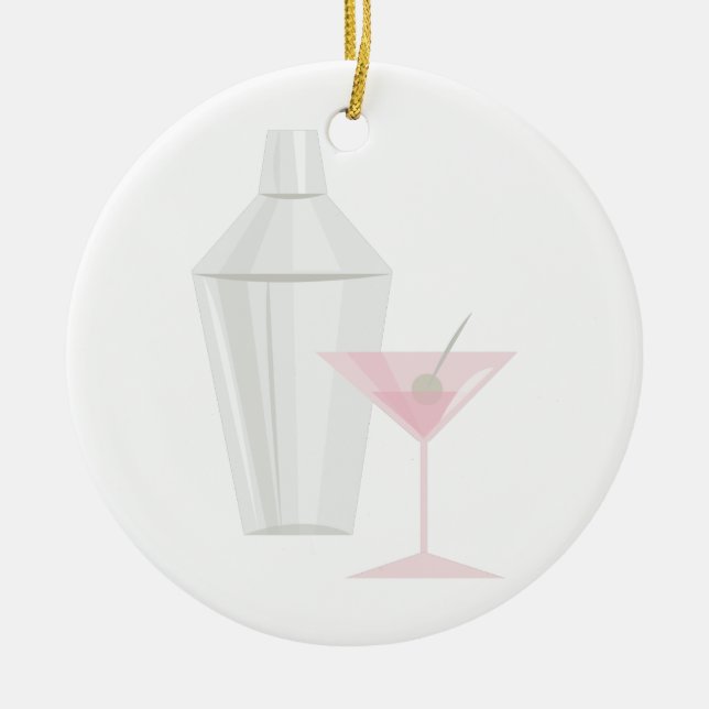 Martini Shaker Ceramic Ornament (Front)