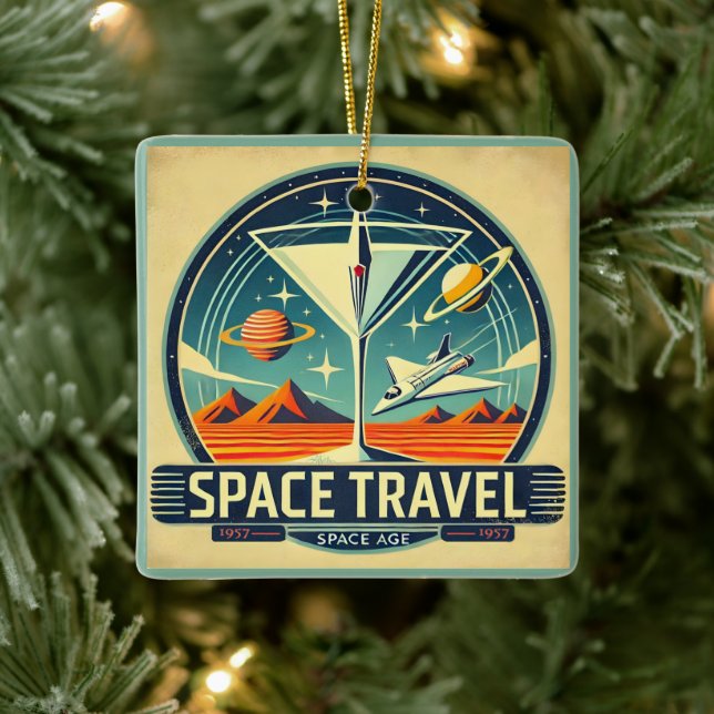 Martini Space Travel 1957 New Worlds Logo Ceramic Ornament (Tree)