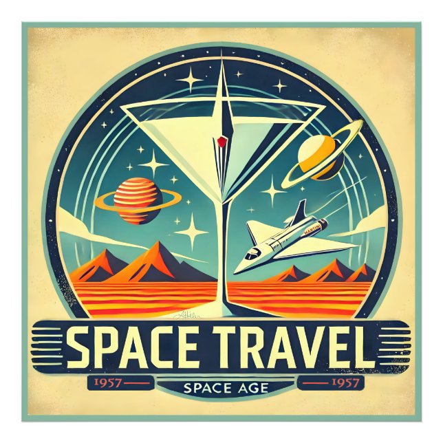 Martini Space Travel 1957 New Worlds Logo Photo Print (Front)
