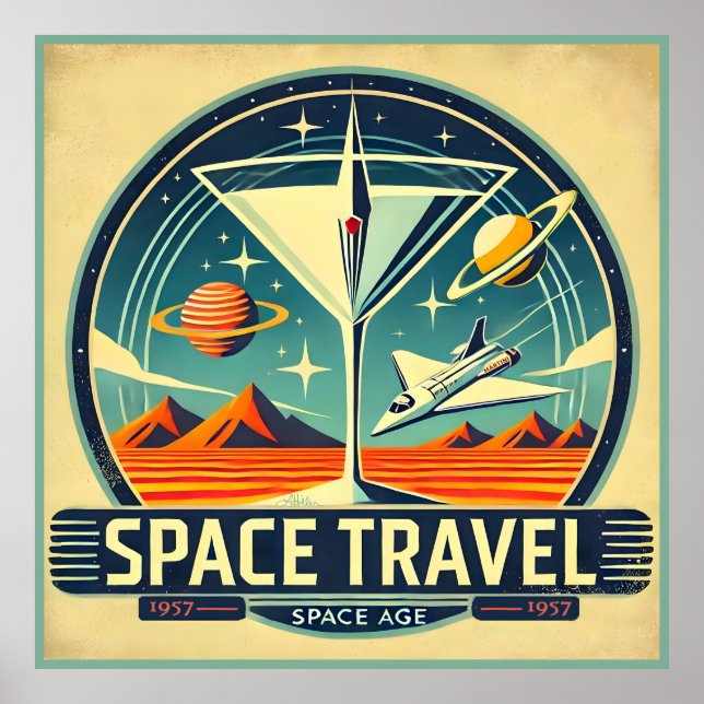 Martini Space Travel 1957 New Worlds Logo Poster (Front)