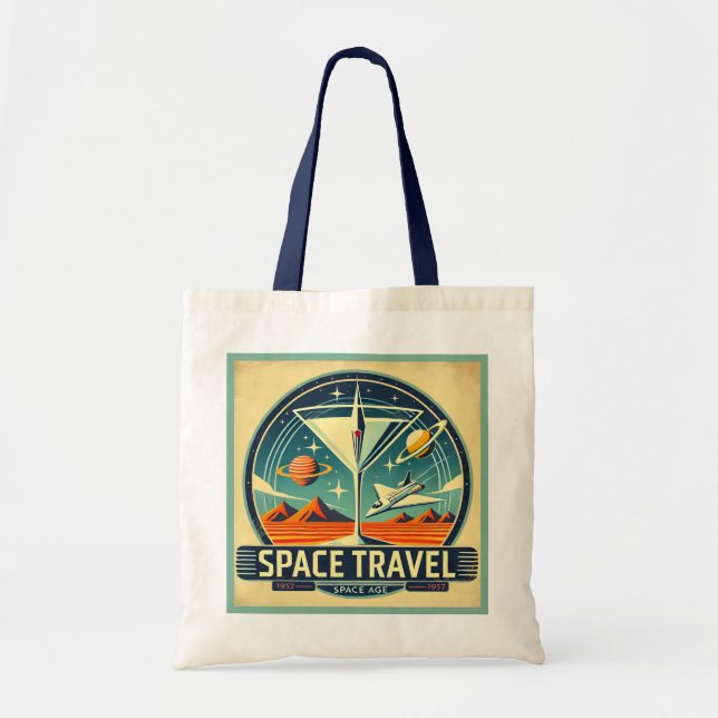 Martini Space Travel 1957 New Worlds Logo Tote Bag (Front)