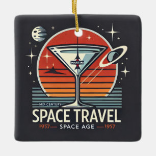 Martini Space Travel 1957 Space Age Logo Ceramic Ornament
