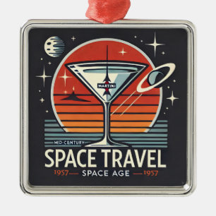 Martini Space Travel 1957 Space Age Logo Metal Ornament