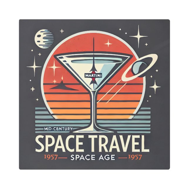 Martini Space Travel 1957 Space Age Logo Metal Print (Front)