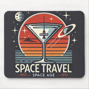 Martini Space Travel 1957 Space Age Logo Mouse Pad
