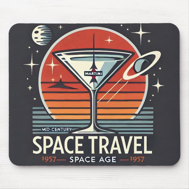 Martini Space Travel 1957 Space Age Logo Mouse Pad (Front)