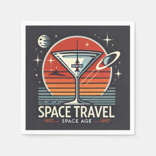 Martini Space Travel 1957 Space Age Logo Napkins