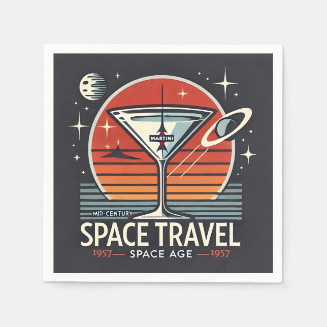 Martini Space Travel 1957 Space Age Logo Napkins (Front)