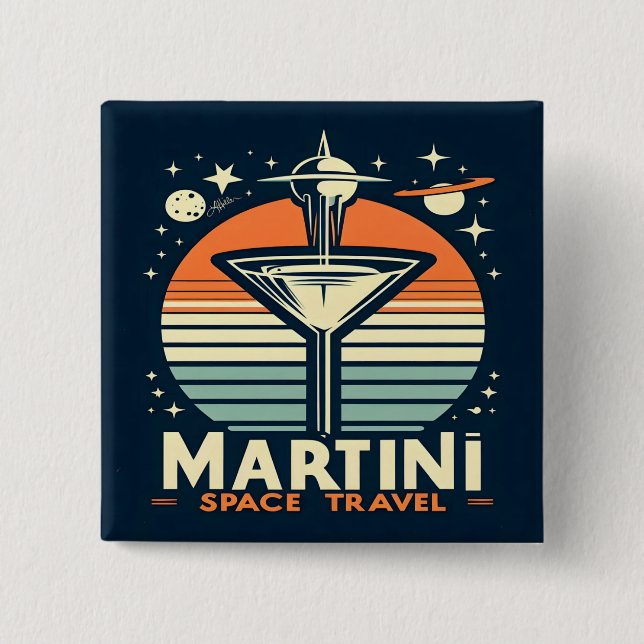 Martini Space Travel Lift Off Logo Button (Front)