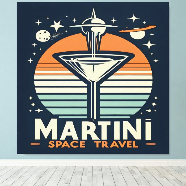 Martini Space Travel Lift Off Logo Canvas Print (Insitu(Wood Floor))