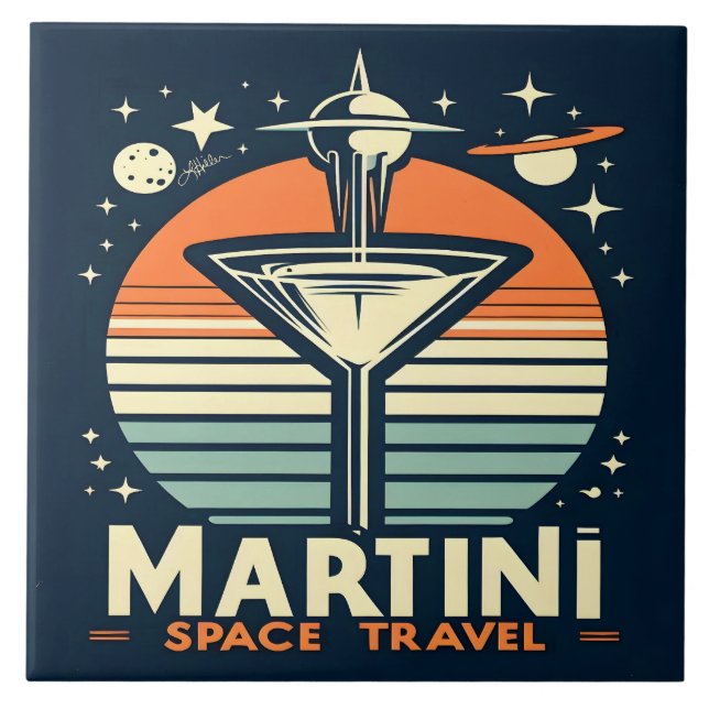 Martini Space Travel Lift Off Logo Ceramic Tile (Front)
