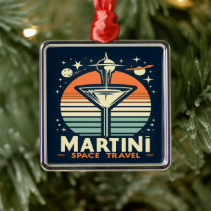 Martini Space Travel Lift Off Logo Metal Ornament
