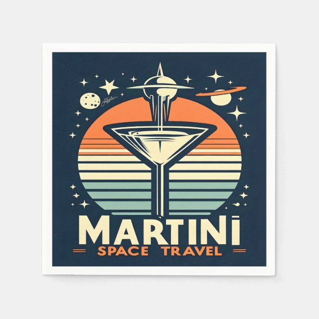 Martini Space Travel Lift Off Logo Napkins (Front)