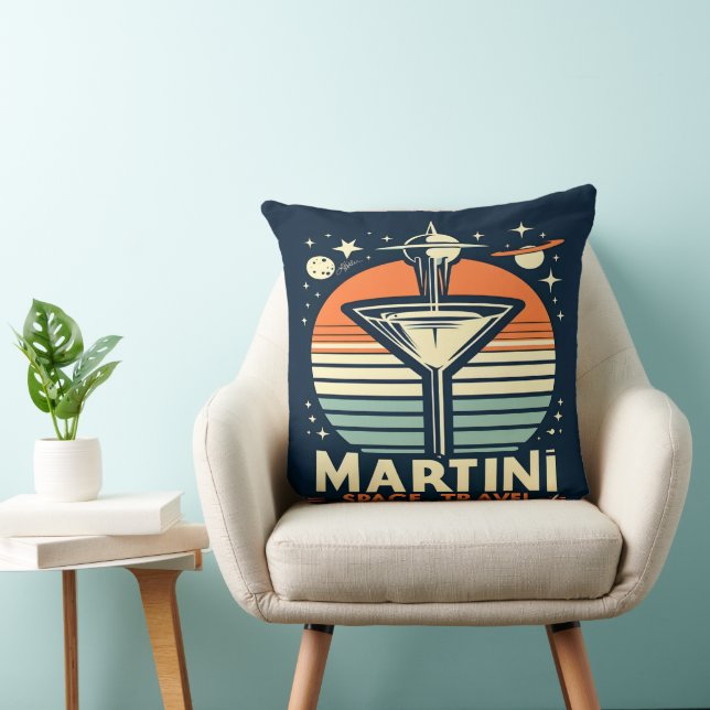 Martini Space Travel Lift Off Logo Throw Pillow (Chair)