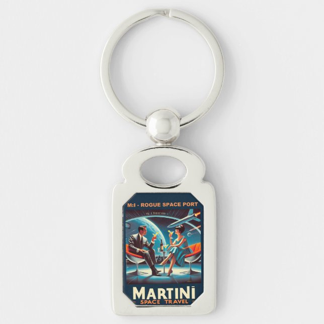 Martini Space Travel Poster Rogue Space Port Keychain (Front)