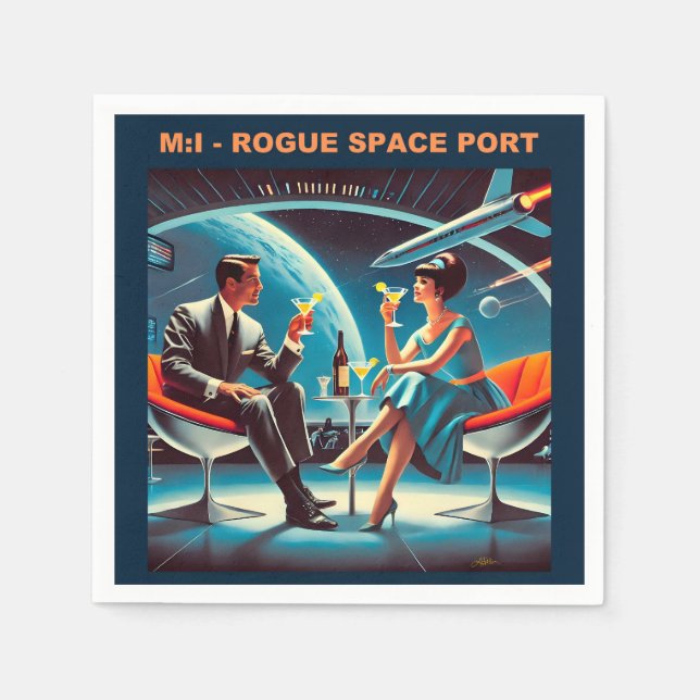 Martini Space Travel Poster Rogue Space Port Napkins (Front)