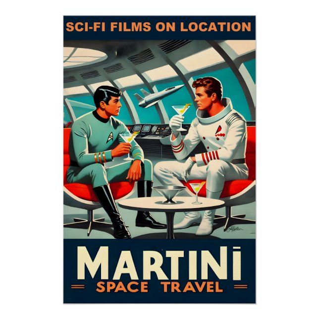 Martini Space Travel Poster Sci-Fi Films In Space (Front)