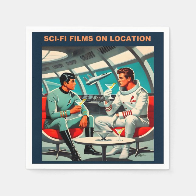 Martini Space Travel Poster Sci-Fi Films In Space Napkins (Front)
