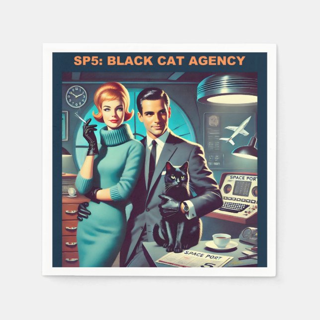 Martini Space Travel Poster SP5: Black Cat Agency Napkins (Front)