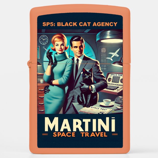 Martini Space Travel Poster SP5: Black Cat Agency Zippo Lighter (Front)