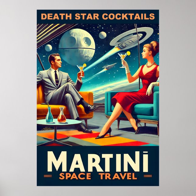 Martini Space Travel Posters Death Star Cocktails (Front)