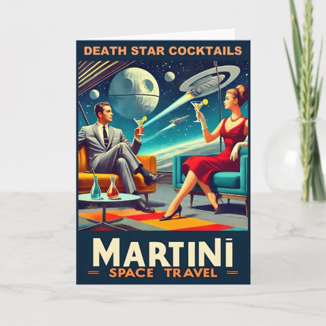 Martini Space Travel Posters Death Star Cocktails Card (Front)