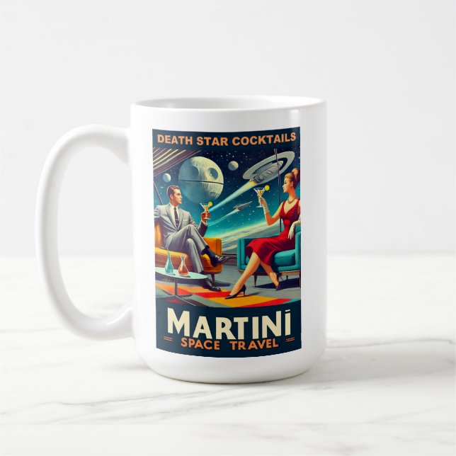 Martini Space Travel Posters Death Star Cocktails Coffee Mug (Left)