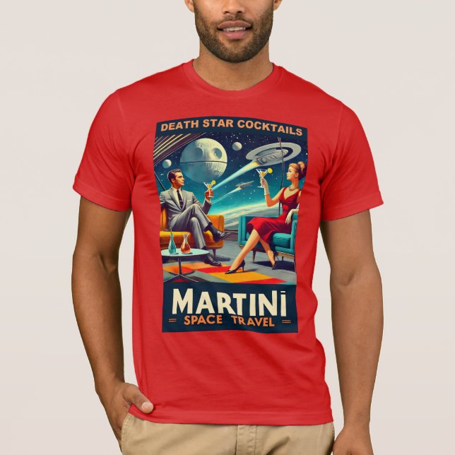 Martini Space Travel Posters Death Star Cocktails T-Shirt (Front)