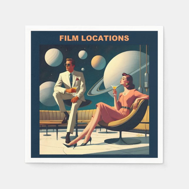 Martini Space Travel Posters Film Locations Napkins (Front)