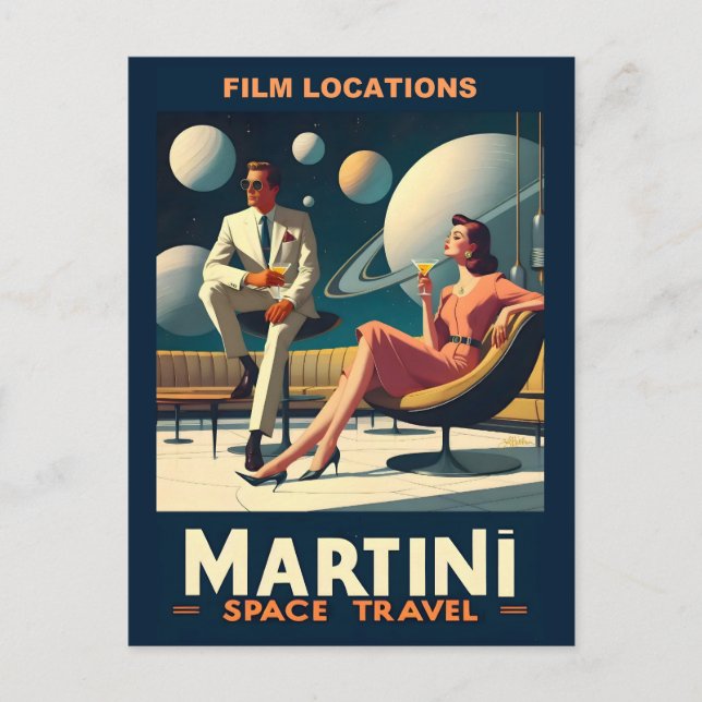 Martini Space Travel Posters Film Locations Postcard (Front)