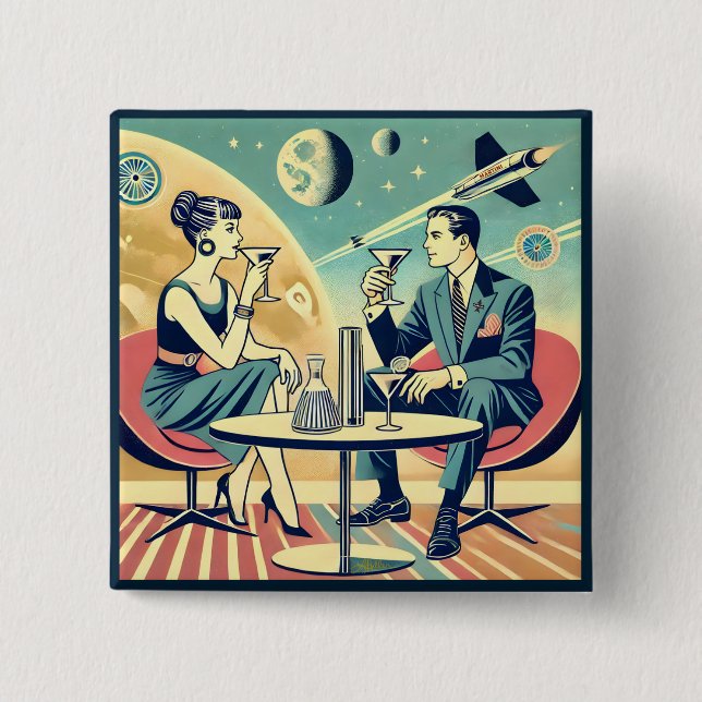 Martini Space Travel Posters Flight Crew Button (Front)