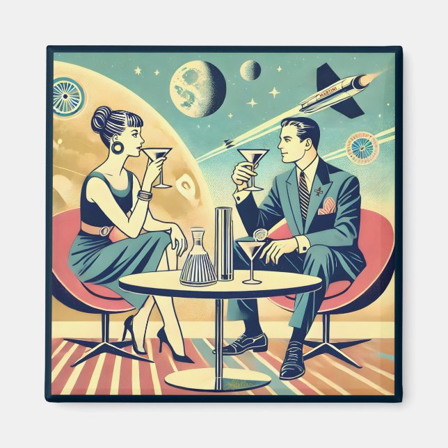 Martini Space Travel Posters Flight Crew Magnet (Front)