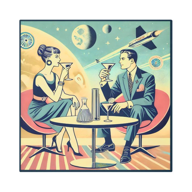 Martini Space Travel Posters Flight Crew Metal Art (Front)